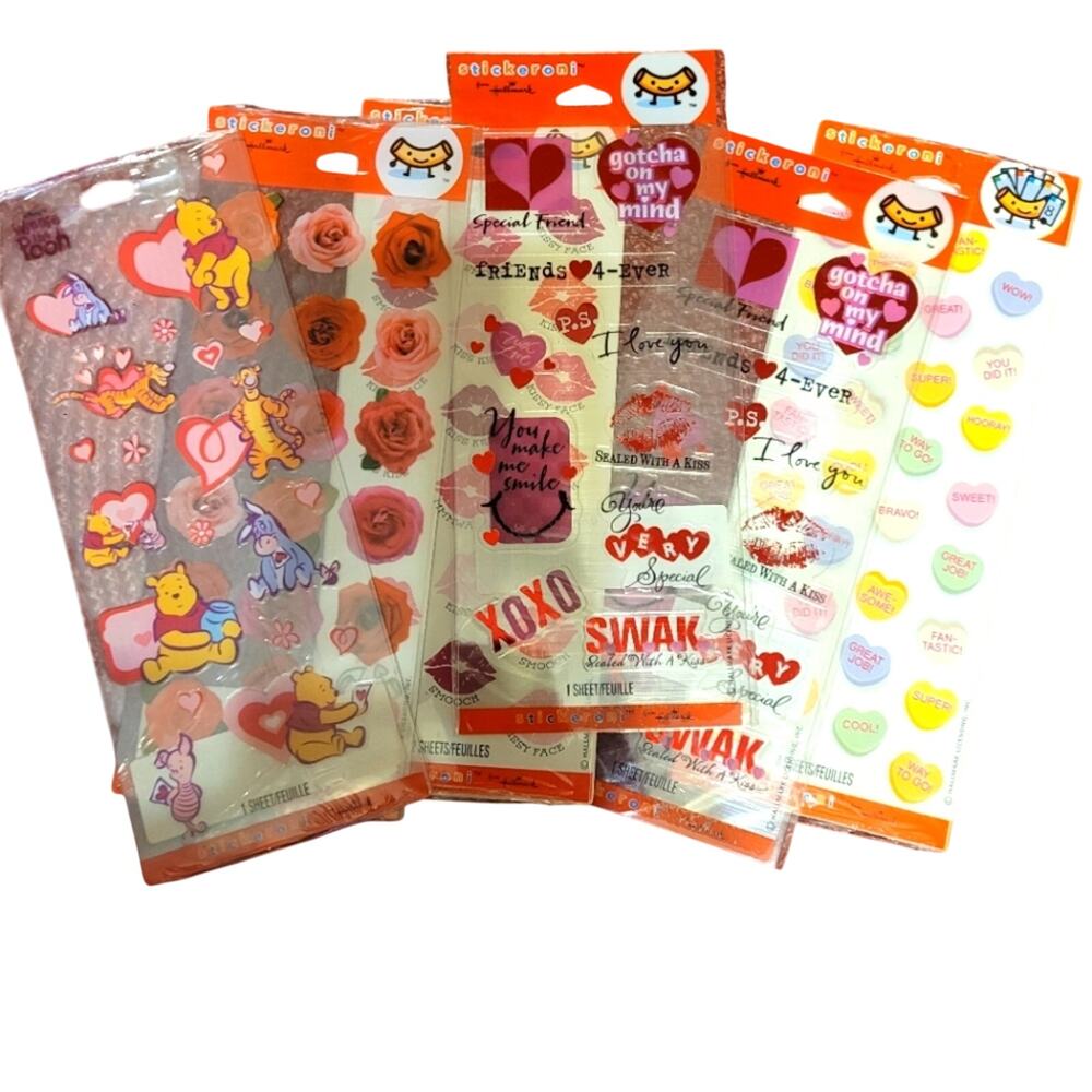 Vintage Valentines Sticker Lot Of 6 Packages Hallmark USA Made School Teacher